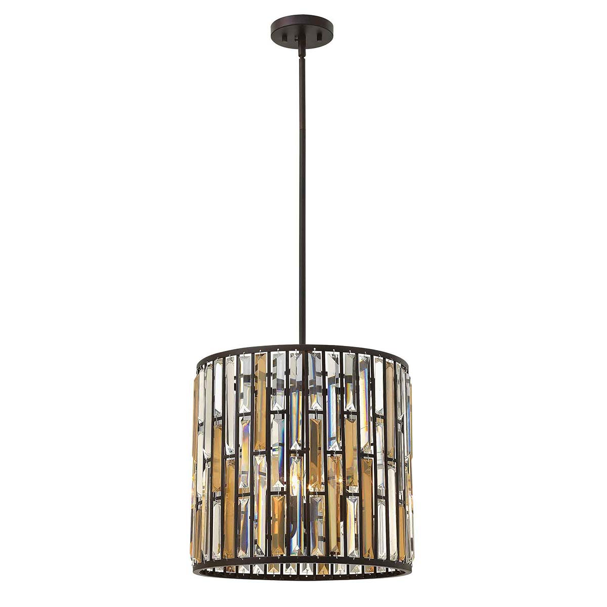 Hinkley Gemma Luxury 3 Light Crystal Cylinder Pendant Vintage Bronze
