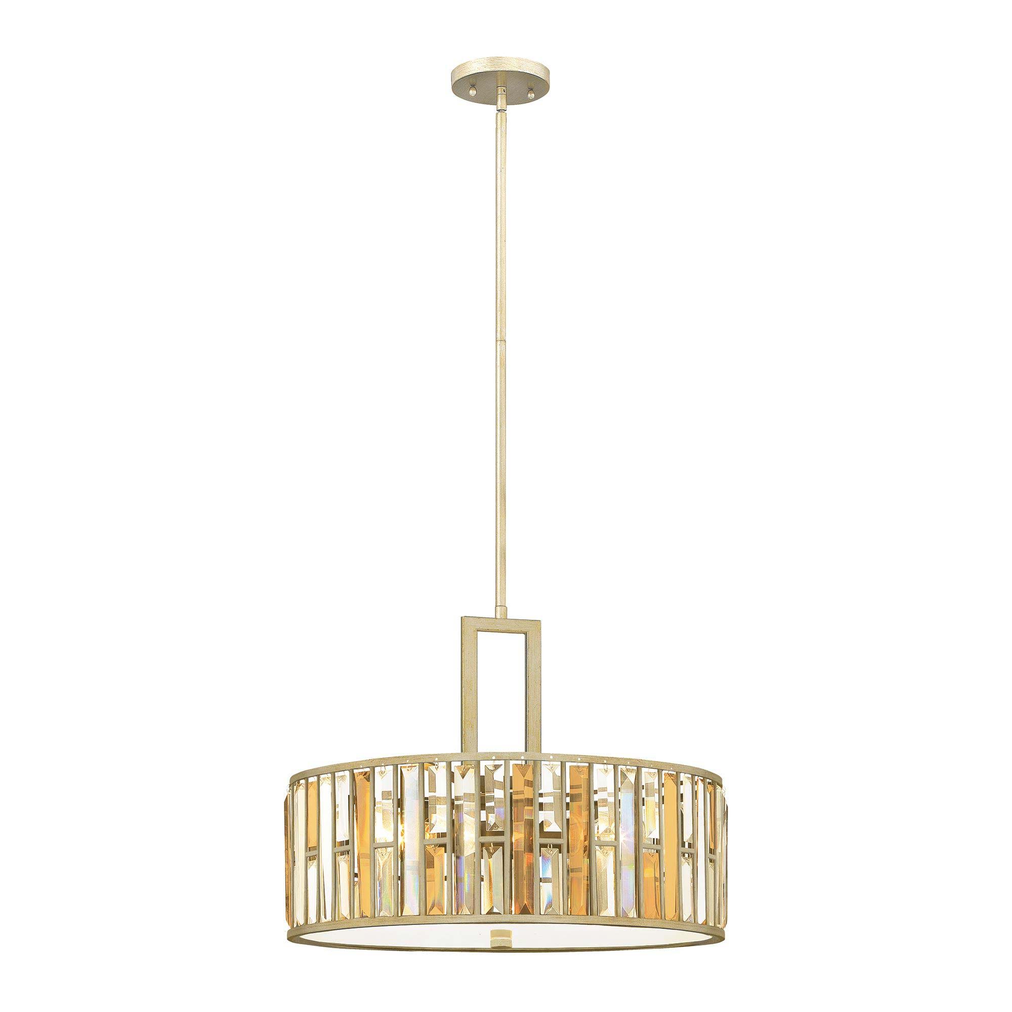 Hinkley Gemma Luxury 3 Light Crystal Drum Pendant Silver Leaf