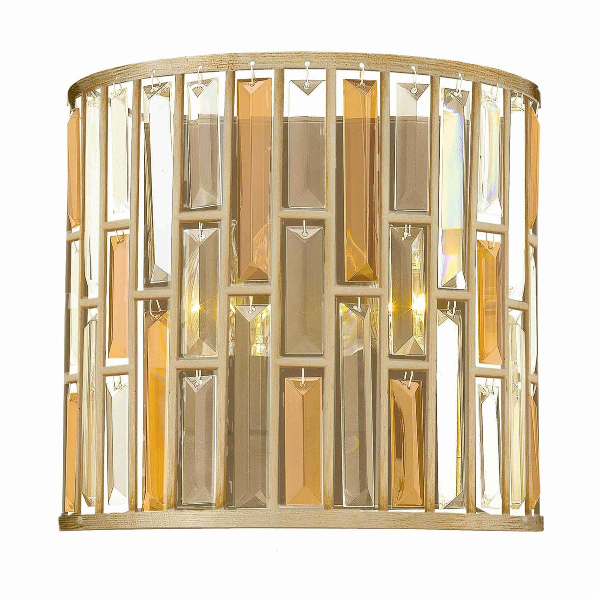 Hinkley Gemma Luxury 2 Light Crystal Wall Lamp Silver Leaf