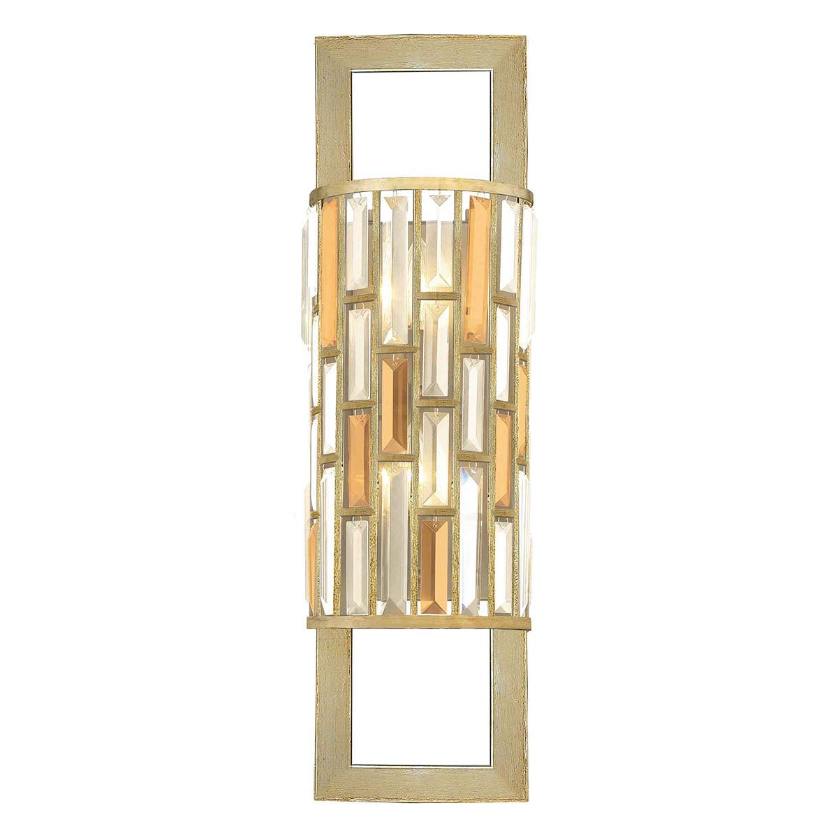 Hinkley Gemma Luxury Tall 2 Light Crystal Wall Lamp Silver Leaf