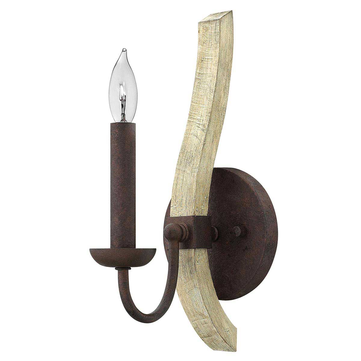 Hinkley Middlefield Iron Rust 1 Lamp Wall Light With Wood Detail