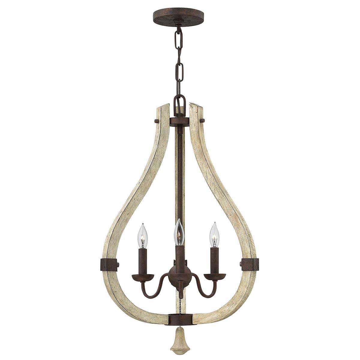 Hinkley Middlefield 3 Light Wooden Birdcage Chandelier