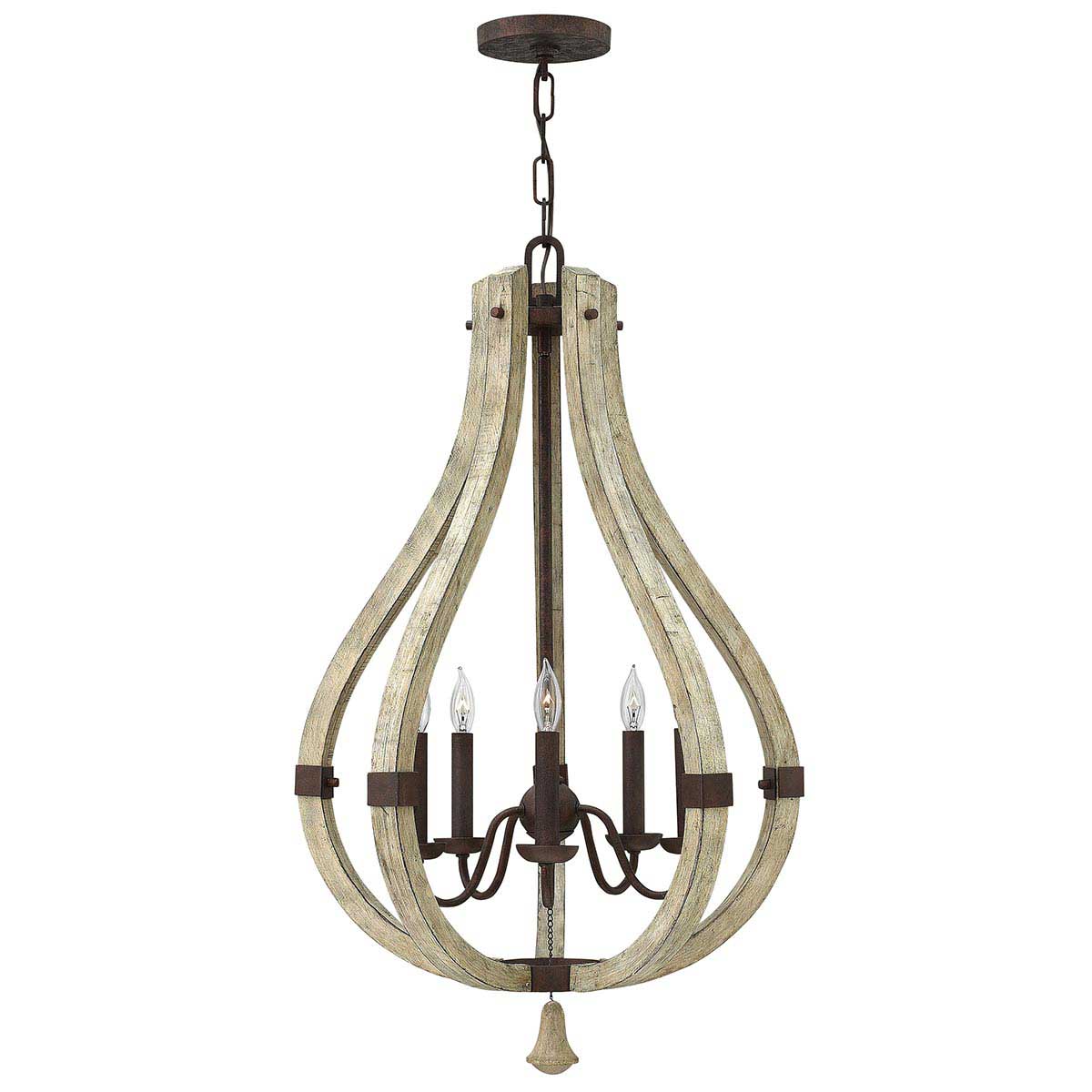 Hinkley Middlefield 5 Light Wooden Birdcage Chandelier