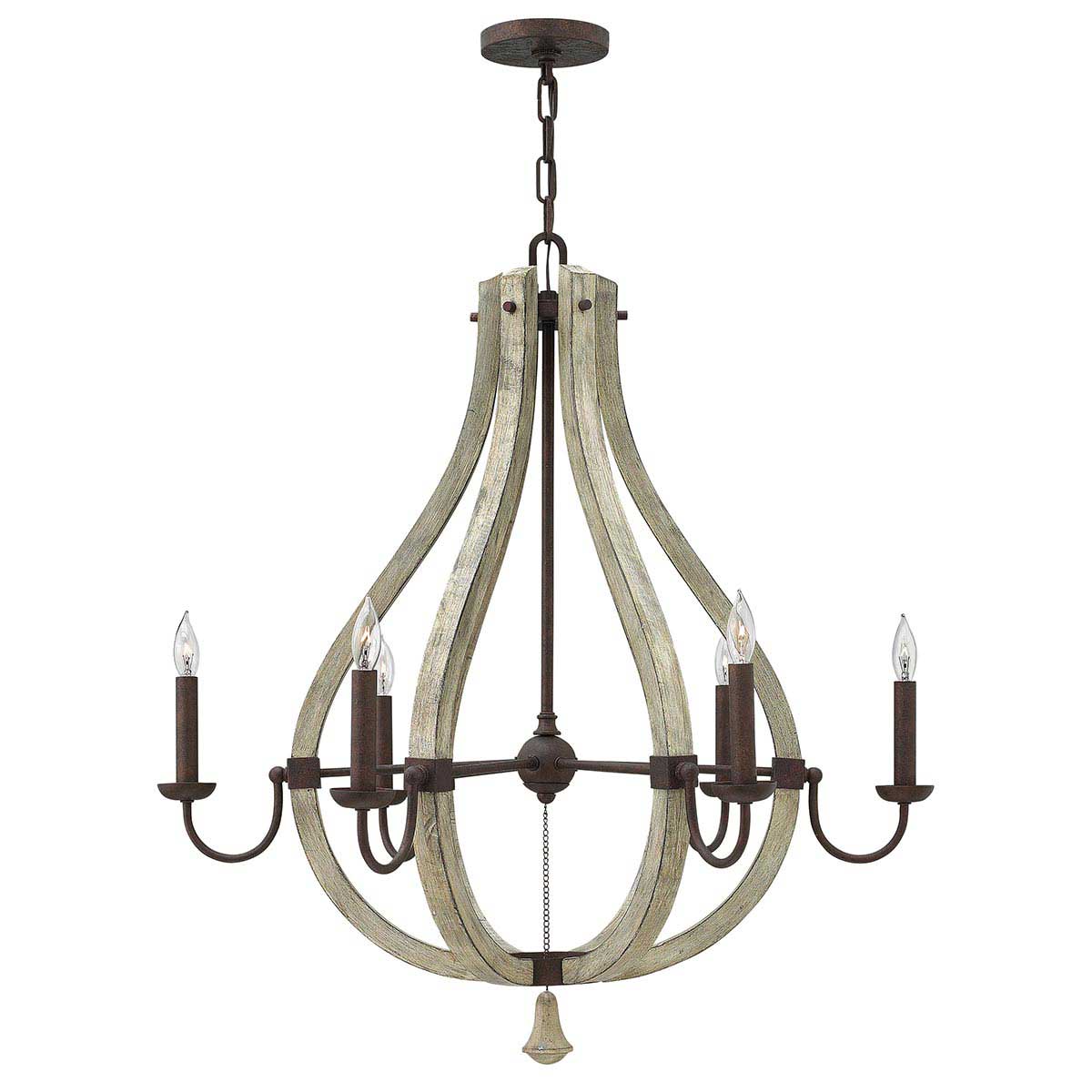 Hinkley Middlefield 6 Light Wooden Birdcage Chandelier