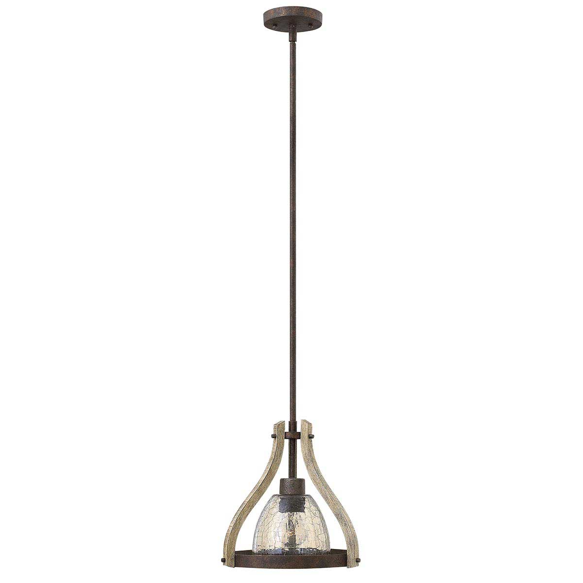 Hinkley Middlefield Iron Rust Mini Pendant With Wood Detail