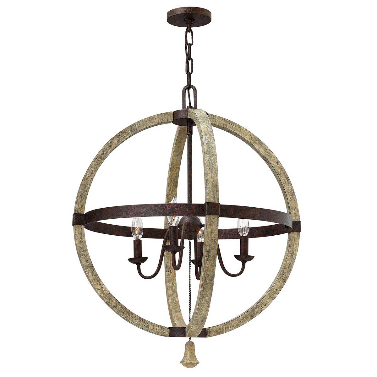 Hinkley Middlefield 4 Light Wooden Globe Pendant Chandelier
