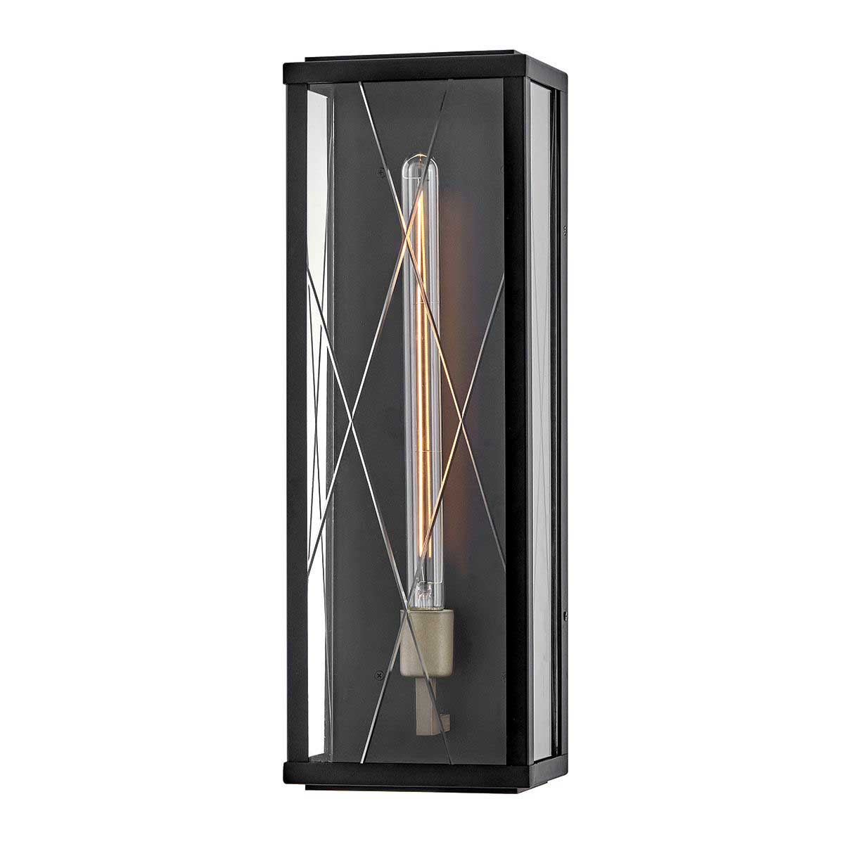 Monte Large Black Outdoor Wall Box Lantern with Etched Glass