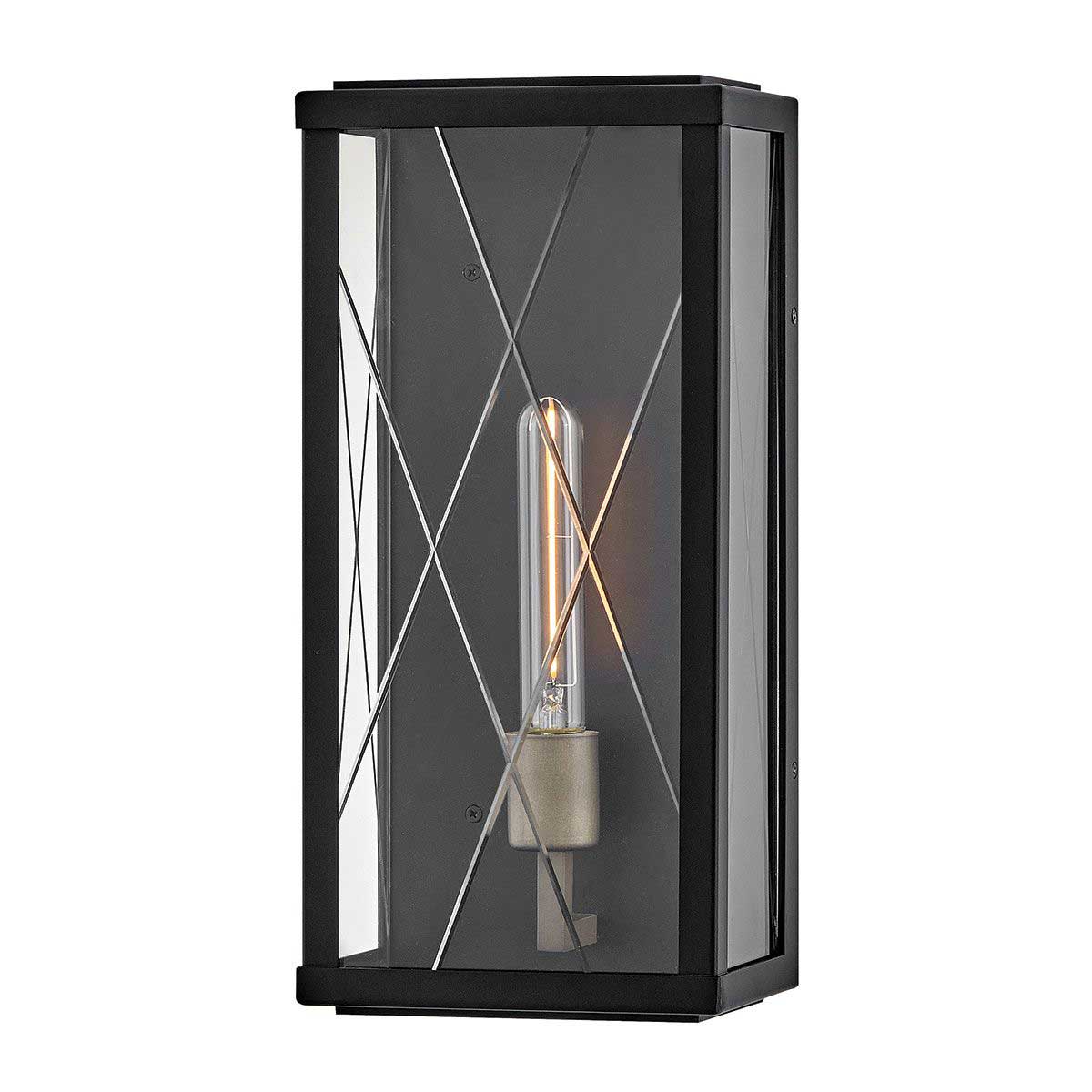 Monte Medium Black Outdoor Wall Box Lantern with Etched Glass