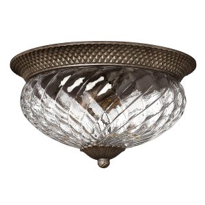 Plantation 3 lamp large flush light in pearl bronze on white background