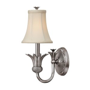 Plantation single wall light in antique nickel on white background