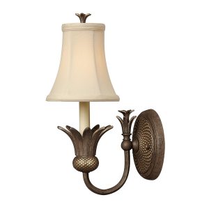 Plantation single wall light in pearl bronze on white background