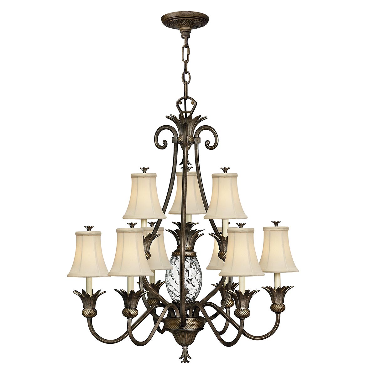 Hinkley Plantation Large 10 Light Chandelier Peal Bronze