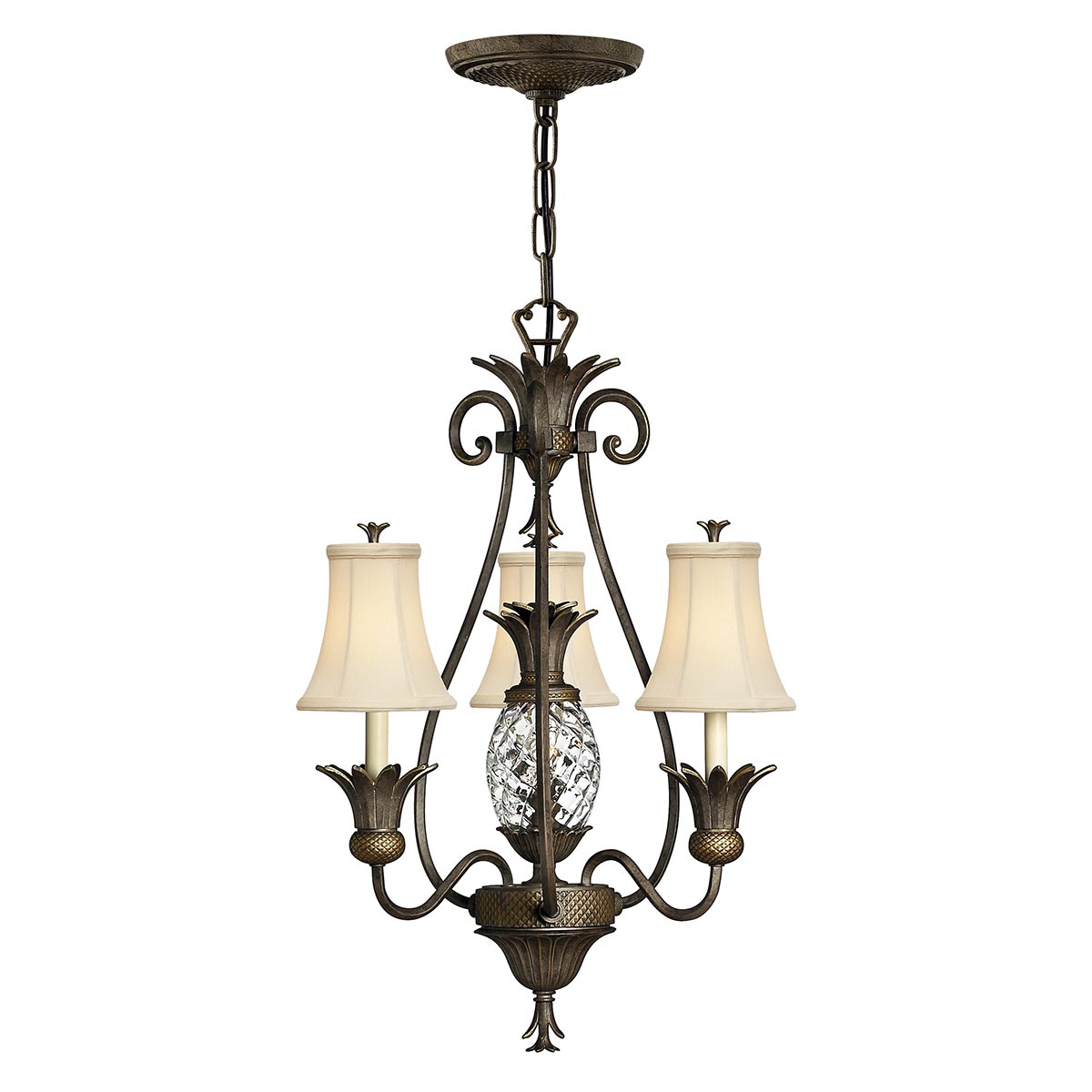 Hinkley Plantation 3 Arm Chandelier Pearl Bronze