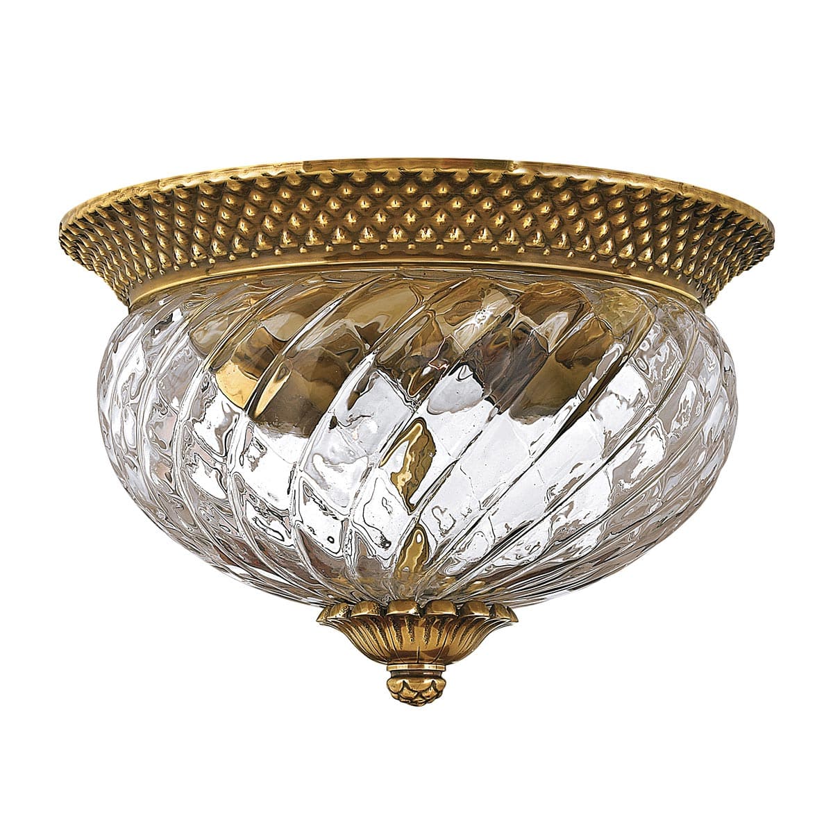 Plantation Small Solid Burnished Brass 2 Lamp Flush Low Ceiling Light