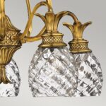 Plantation Solid Burnished Brass 5 Light Chandelier Pineapple Glass