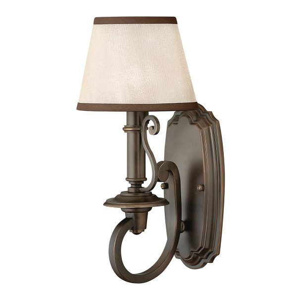 Plymouth single wall light in hand-rubbed old bronze finish, main image on white background.