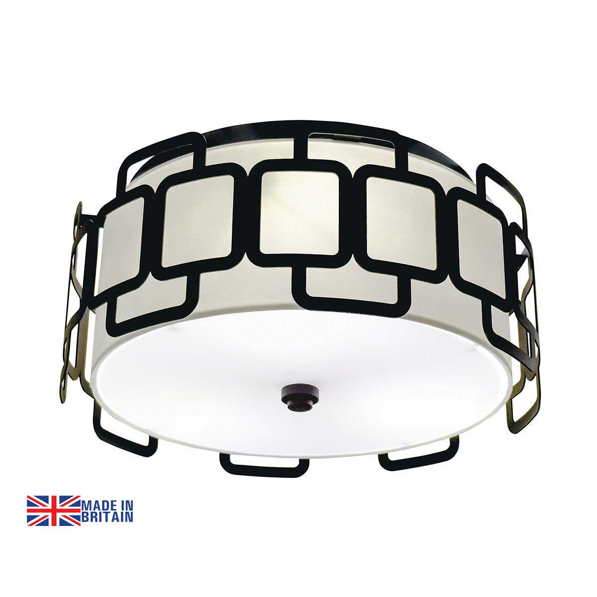 Hinkley Sabina 3 Light Flush in Black with Off-White Shade