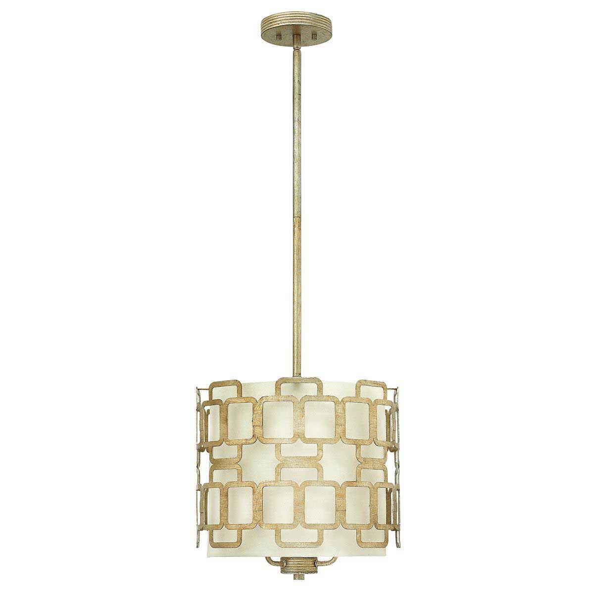 Hinkley Sabina 3 Light Pendant Silver Leaf Eggshell Silk Shade