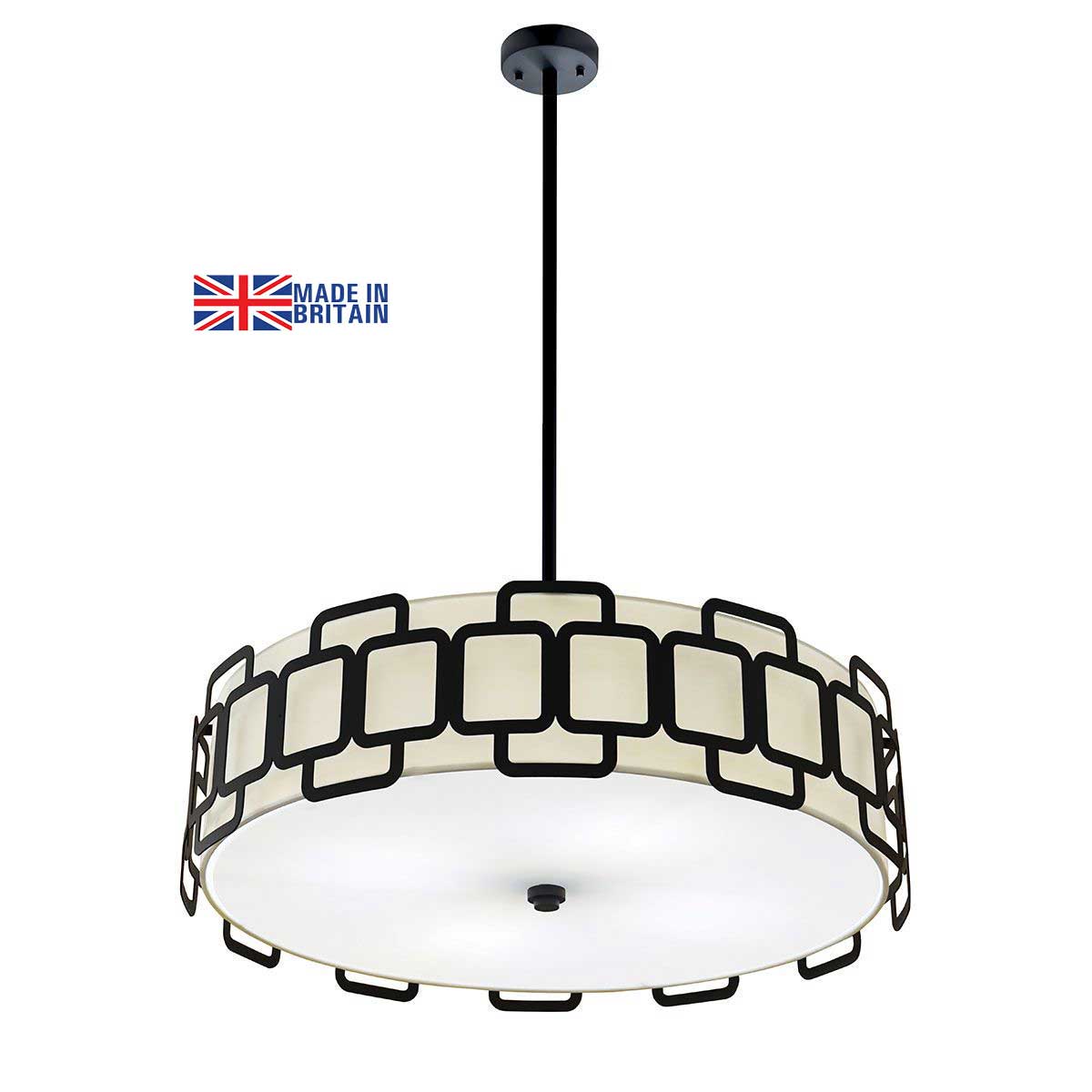 Hinkley Sabina Large 4 Light Pendant in Black with Off-White Shade