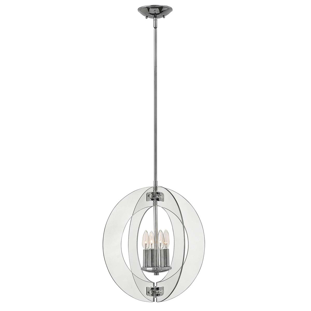Solstice Contemporary 4 Light Glass Sphere Pendant Chrome