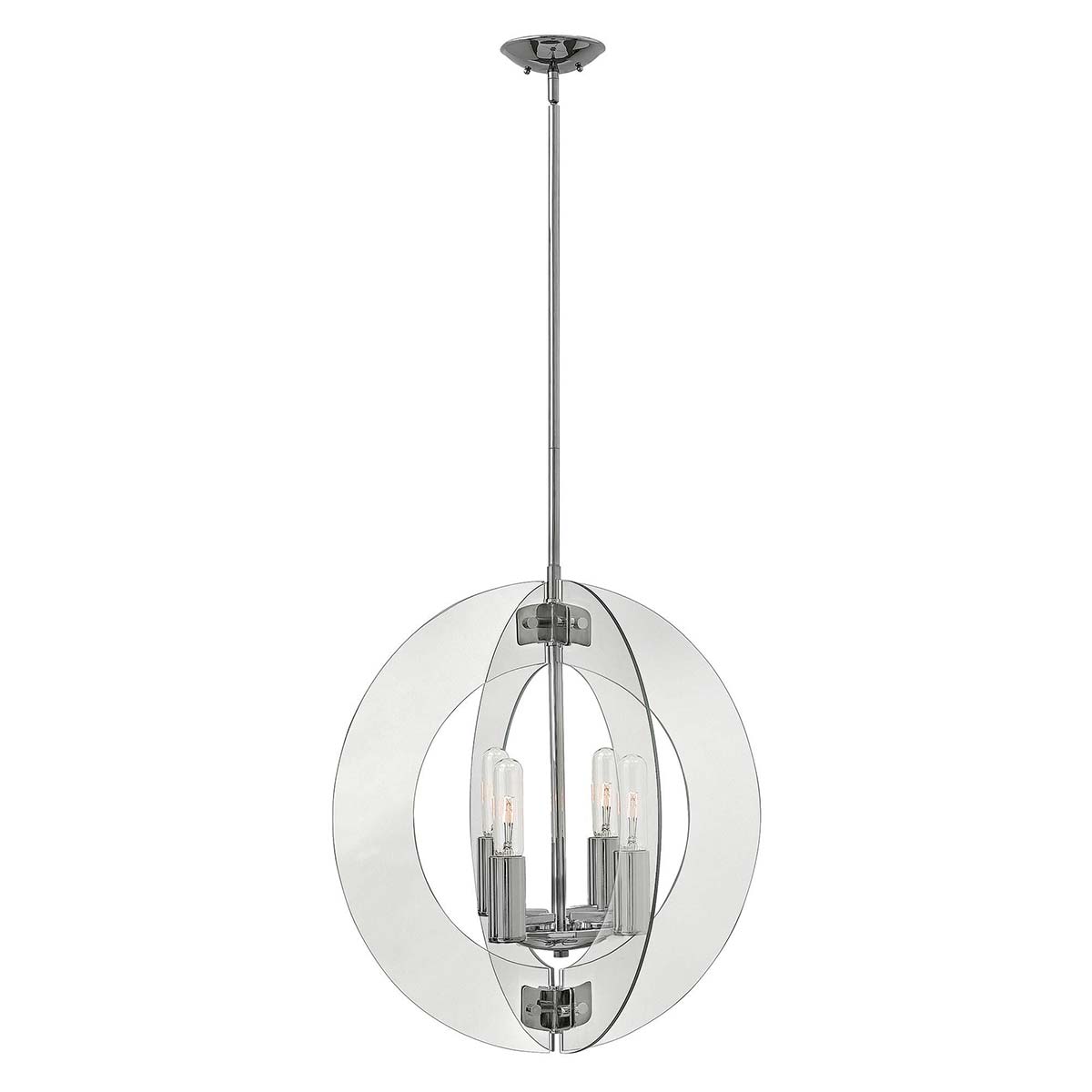 Solstice Contemporary 4 Light Glass Sphere Chandelier Chrome