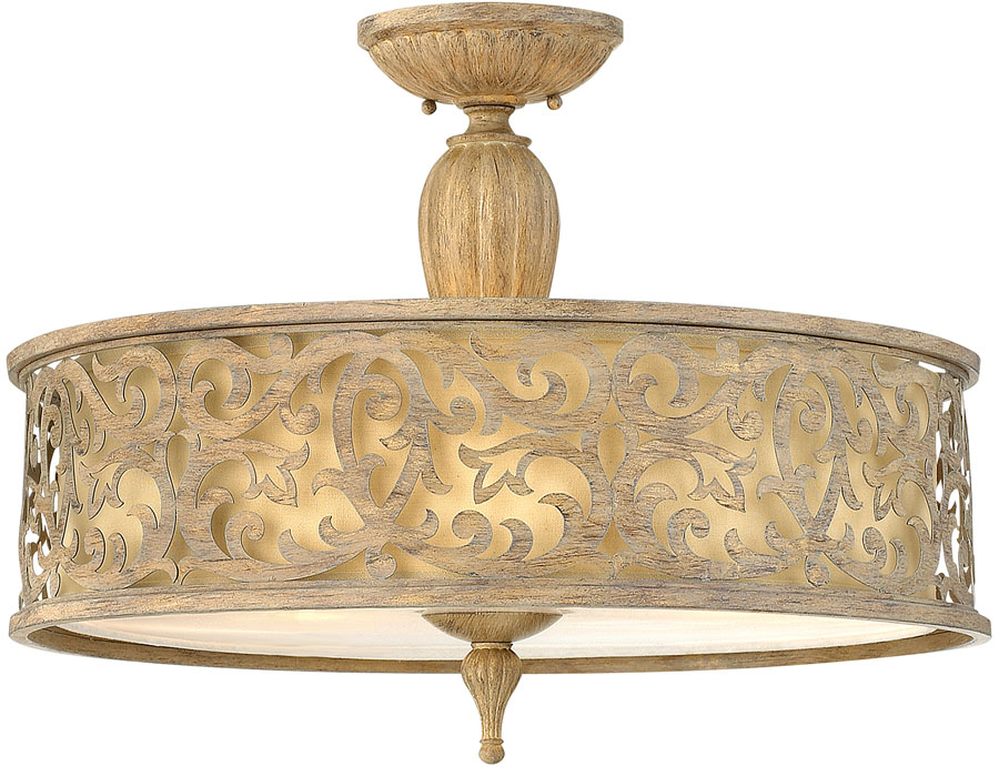 Hinkley Carabel 3 Light Large Semi Flush Mount Brushed Champagne