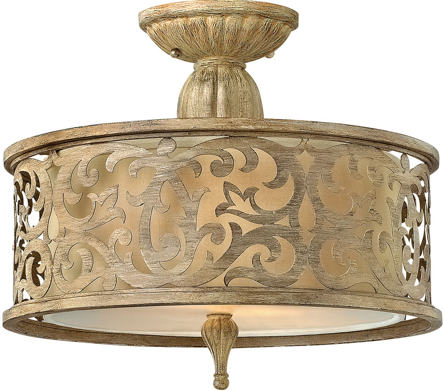 Hinkley Carabel 2 Light Small Semi Flush Mount Brushed Champagne