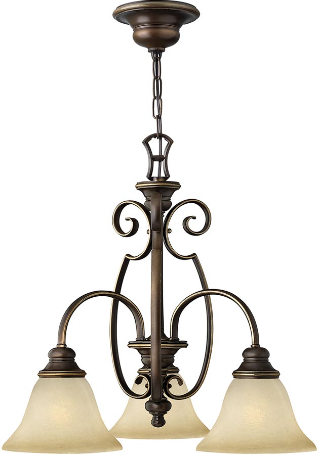 Hinkley Cello 3 Light Antique Bronze Chandelier With Alabaster Shades