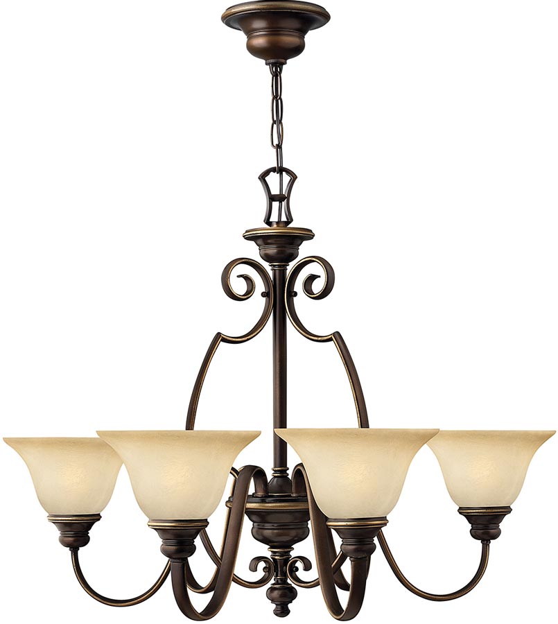 Hinkley Cello 6 Light Antique Bronze Chandelier With Alabaster Shades