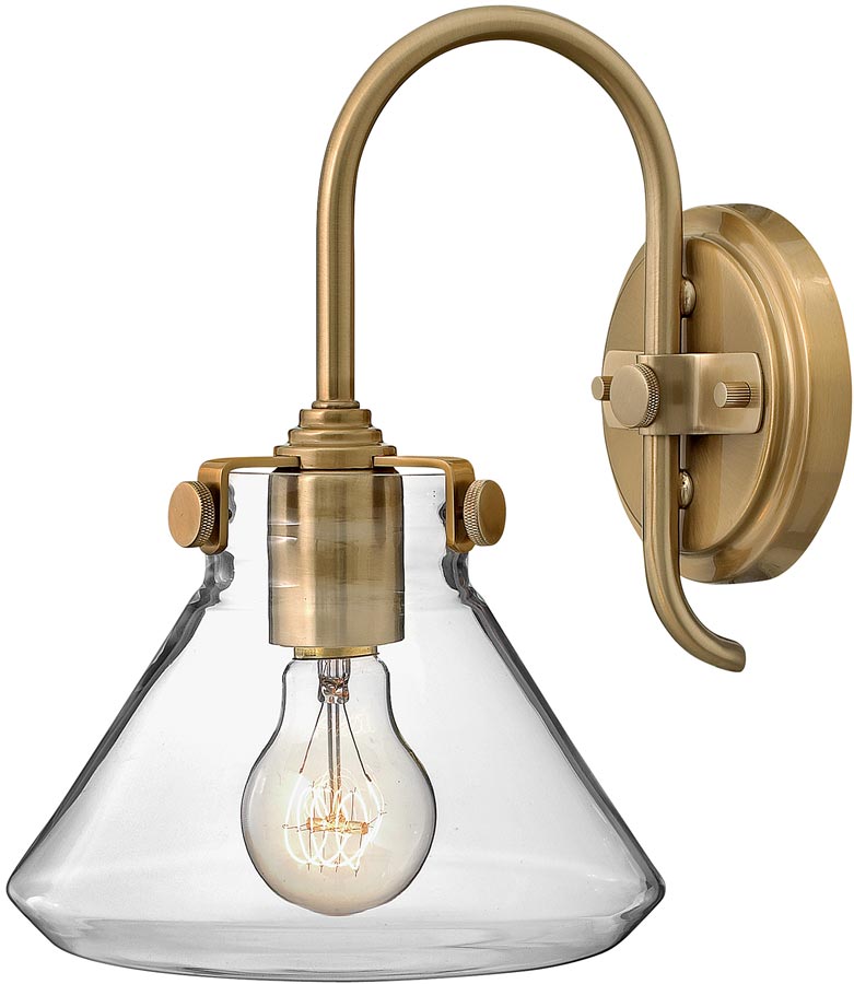 Hinkley Congress Gold Wall Light With Glass Pyramid Shade