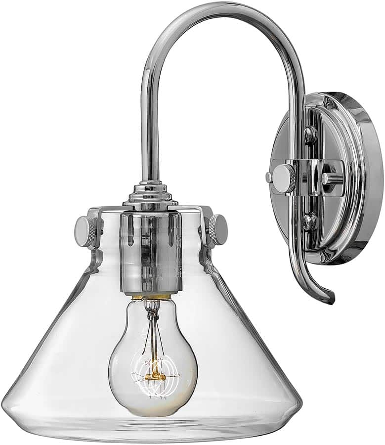 Hinkley Congress Chrome Wall Light With Glass Pyramid Shade