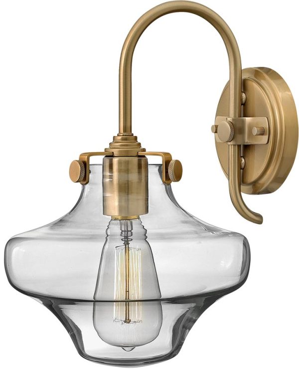 Hinkley Congress Gold Wall Light With Glass Cowl Shade