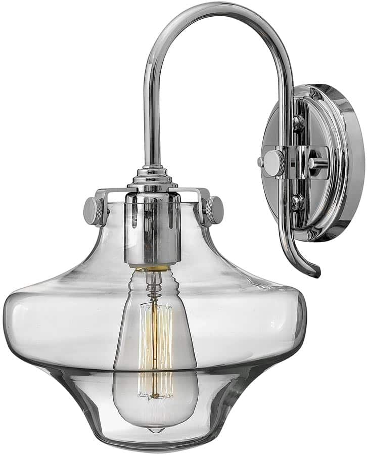 Hinkley Congress Chrome Wall Light With Glass Cowl Shade