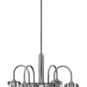 Hinkley Congress Glass Pyramid Shade 4 Light Chrome Chandelier