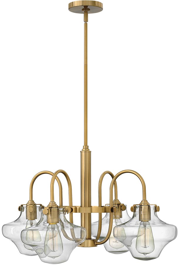 Hinkley Congress Glass Cowl Shade 4 Light Gold Chandelier