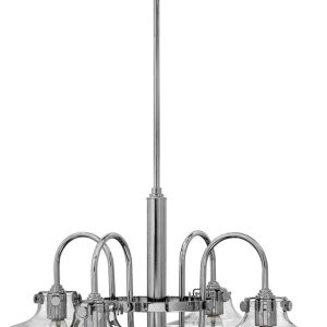 Hinkley Congress Glass Cowl Shade 4 Light Chrome Chandelier