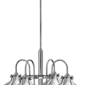 Hinkley Congress Chrome Metal Shade 4 Light Chrome Chandelier