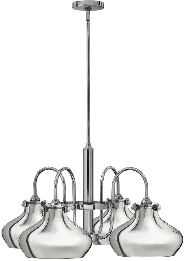 Hinkley Congress Chrome Metal Shade 4 Light Chrome Chandelier