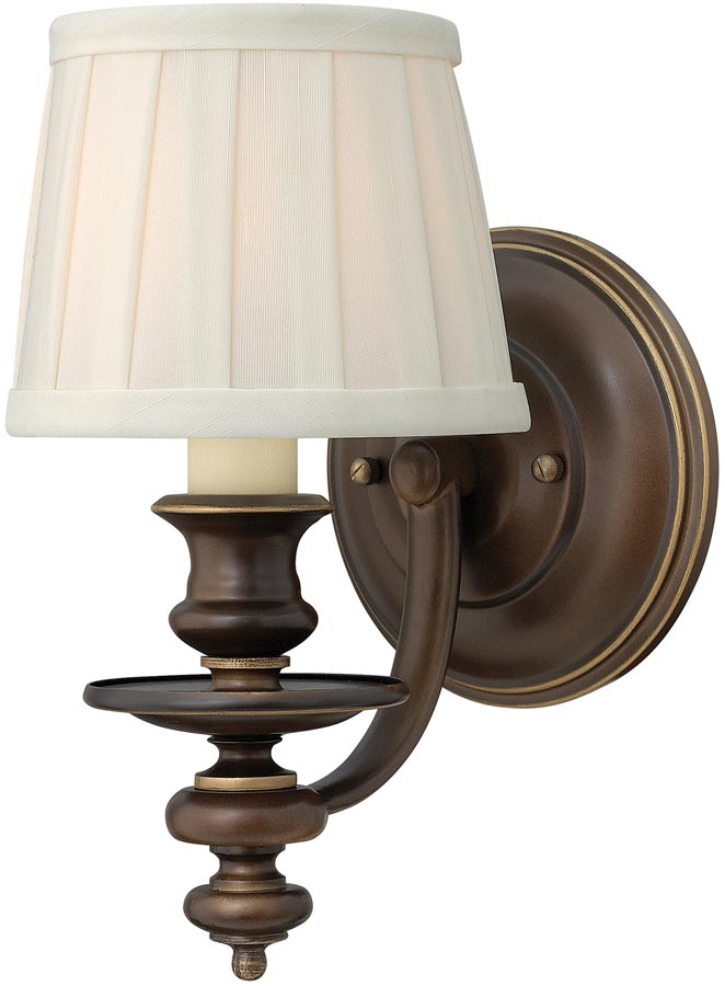 Hinkley Dunhill Royal Bronze 1 Lamp Wall Light With Off White Shade