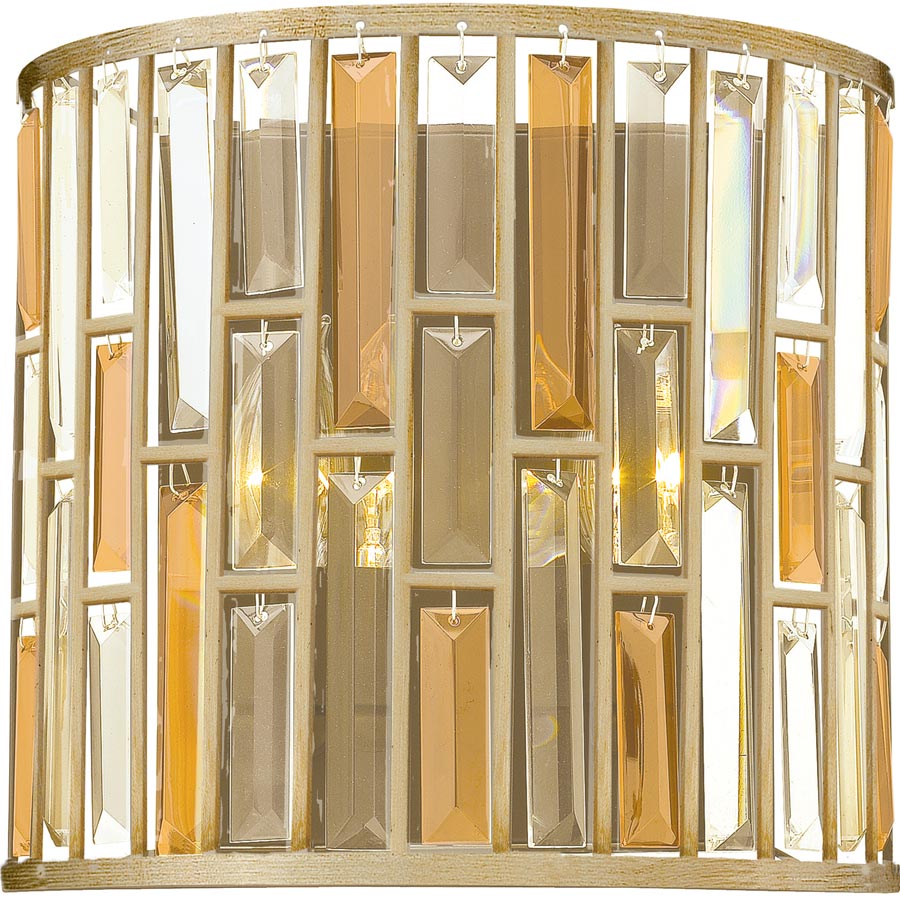 Hinkley Gemma Luxury 2 Light Crystal Wall Lamp Silver Leaf