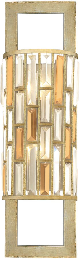 Hinkley Gemma Luxury Tall 2 Light Crystal Wall Lamp Silver Leaf