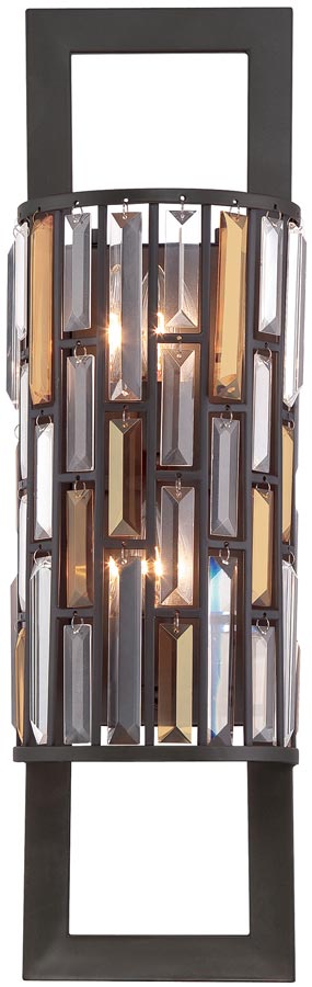 Hinkley Gemma Luxury Tall 2 Light Crystal Wall Lamp Vintage Bronze