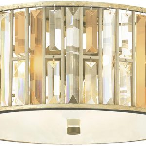 Hinkley Gemma Luxury 3 Lamp Crystal Drum Flush Light Silver Leaf