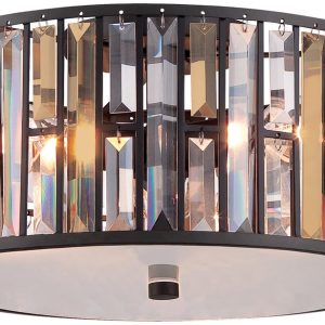 Hinkley Gemma Luxury 3 Lamp Crystal Drum Flush Light Vintage Bronze
