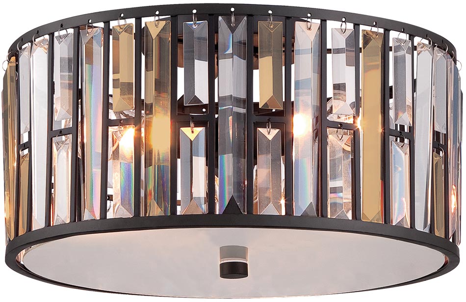 Hinkley Gemma Luxury 3 Lamp Crystal Drum Flush Light Vintage Bronze