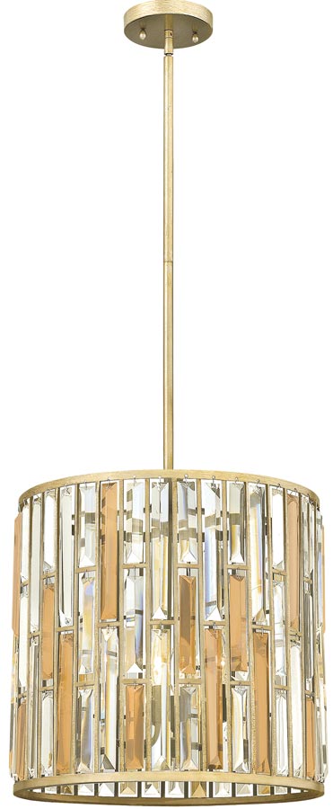 Hinkley Gemma Luxury 3 Light Crystal Cylinder Pendant Silver Leaf