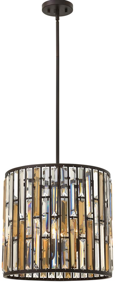 Hinkley Gemma Luxury 3 Light Crystal Cylinder Pendant Vintage Bronze