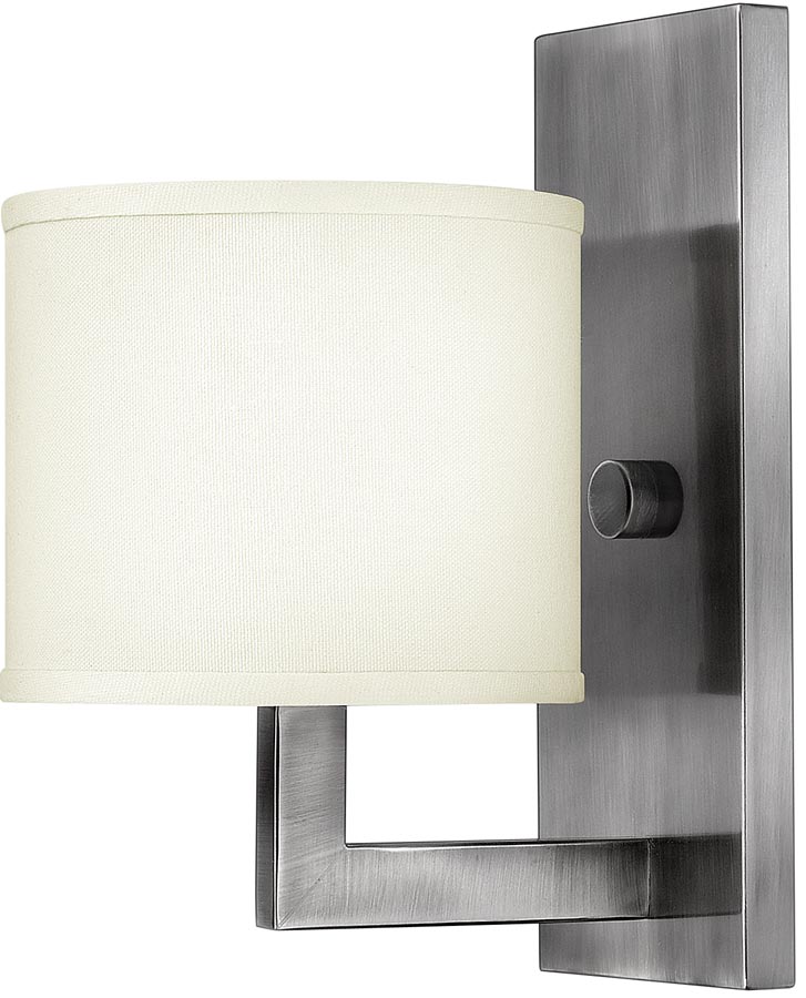 Hinkley Hampton Modern Single Wall Light Antique Nickel Linen Shade