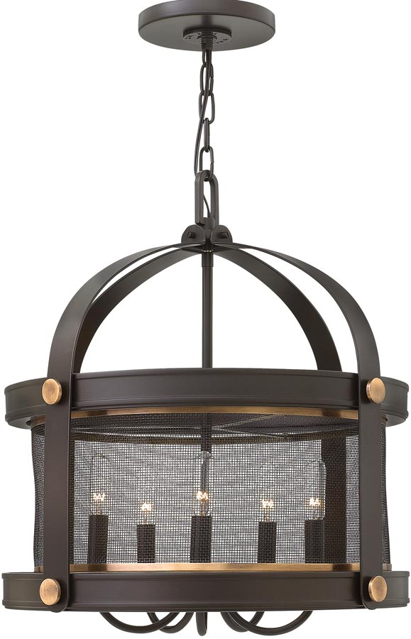 Hinkley Holden Buckeye Bronze 5 Lamp Industrial Pendant Light