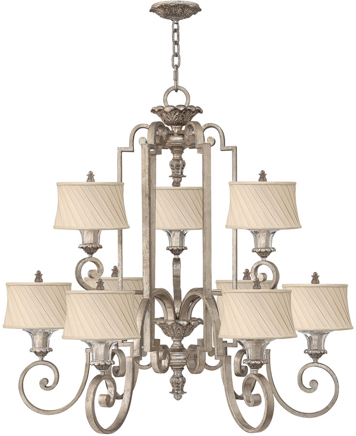 Hinkley Kingsley Large 9 Light Designer Chandelier Silver Leaf